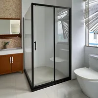 PUERTAS DE BAÑO portátiles de alta calidad, cristal templado transparente con Marco, correderas individuales, para ducha