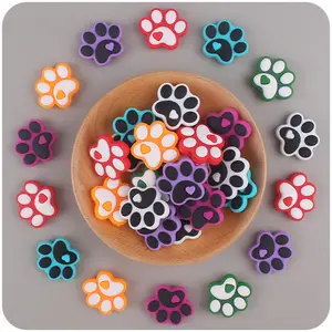 New Dog Silicone Beads Paw Cartoon Tooth Beads For Necklace Keychain Making