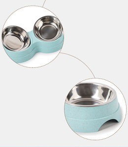 Cuencos de acero inoxidable para perros, dos tazones desmontables, color verde, azul y rosa, venta al por mayor - Product Image 5