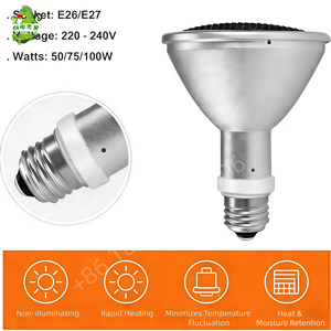 Lámpara <span class=keywords><strong>de</strong></span> Calor Infrarroja <span class=keywords><strong>de</strong></span> Fibra <span class=keywords><strong>de</strong></span> Carbono Duradera con Reflector, Calentador Infrarrojo Lejano con Funcionamiento Casi Invisible para Uso en Zoológicos/Tiendas <span class=keywords><strong>de</strong></span> <span class=keywords><strong>Mascotas</strong></span> - Product Image 6