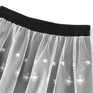 Da donna in pizzo coreano lungo a-line bianco nero sottile a vita alta All-match per il tempo libero Chic gonne da donna fresche dolci - Product Image 3