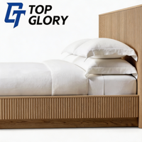 Lit en bois massif de chêne moderne de luxe TG avec rangement et intérieur texturé pour hôtel et appartement