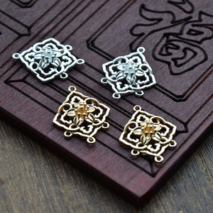 Copper Alloy Flower <b>Charm</b> 19x24mm Gold <b>Silver</b> Plated For Hairpin Earrings DIY Jewelry Accessories - Product Image 2