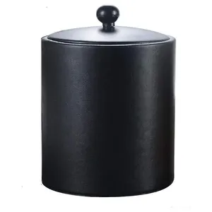 Hotel Room Beer Wine Champagne Stainless Steel Bucket Chiller Cooler Custom Leather Ice Bucket with Tong
