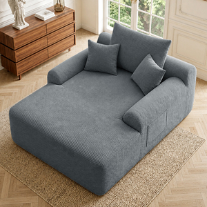 Airtight Compression Pack <b>Large</b> Loveseat Lounge <b>Sofa</b> Deep Seat Dimension Vertical Corduroy Fabric Modular Convertible Extendable - Product Image 2