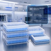 Réservoir à puits unique en polypropylène de 290 ml à profil haut, 96 canaux, pour poste de travail multi-pipettes de laboratoire et recherche en liquide