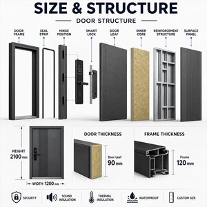 Porta d'Ingresso Moderna Personalizzata per Villa, Grande Porta Principale di Lusso in Alluminio a <span class=keywords><strong>Doppia</strong></span> <span class=keywords><strong>Anta</strong></span>, Antincendio e Antifurto - Product Image 3