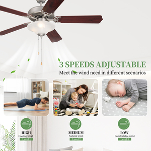 Sang trọng <span class=keywords><strong>5</strong></span> MDF Blades Retro phòng ngủ thiết kế hiện đại kéo chuỗi phòng khách trang trí LED chiếu sáng Quạt trần - Product Image 3