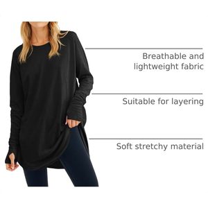 Tunique à manches longues pour femme, coupe ample, col rond, couleur unie, style streetwear, manches classiques, détection de la taille, 2X 3X - Product Image 4