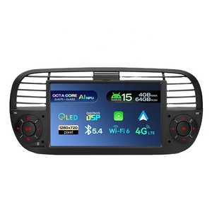 Lecteur multimédia automobile Android 15 noir 7 pouces pour Fiat 500 2007-2015 4+64 Go QLED DQ7603 DSP Sortie coaxiale RCA 4G mondiale XTRONS - Product Image 1