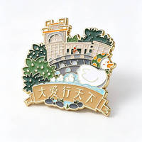 Aimants de réfrigérateur en métal personnalisés, aimant de réfrigérateur en émail sur mesure avec paysage de château, pont et cygne, pour souvenir ou cadeau