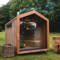 Cabine de sauna finlandaise traditionnelle moderne pour 6 personnes, en bois de cèdre rouge/huile de bouis/épicéa, chauffage électrique infrarouge lointain, bien-être