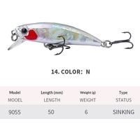 Leurre Minnow 50MM 6G, leurre dur coulant pour eau douce, pour la pêche au bar, leurre de pêche artificiel réaliste pour saumon, bar de mer, rivière, lac