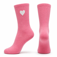 Chaussettes en coton pour femmes, motif cœur, rayées, avec bord côtelé, mignonnes, décontractées, tendance, douces, respirantes, chaussettes fantaisie