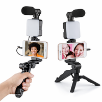 Kit de Video Todo en Uno para Smartphone: Trípode de Sobremesa, Micrófono Shotgun, Luz LED y Soporte para Teléfono para Vlogging y Transmisiones en Vivo