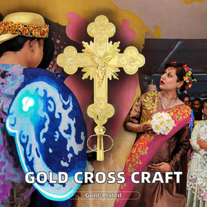 Deluxe kích thước lớn cầm tay chéo của vị trí biểu tượng mô hình cho ethiopian chính thống giáo nhà thờ mạ vàng kim loại hai mặt thủ công - Product Image 2