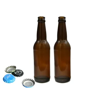 Leere 330ml dunkelgrüne/bernstein farbene Getränkeglas-Trink bierflasche