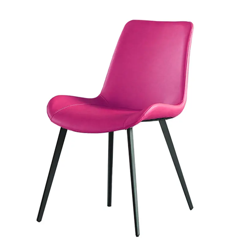 Cadeira gala jantar nórdica moderna, elegante, moderna, estilo novo, de plástico, perna de metal, de couro, sala de jantar, cadeira com almofada de espuma
