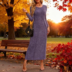 Femmes 2025 automne <span class=keywords><strong>hiver</strong></span> à manches longues pull en tricot côtelé Maxi <span class=keywords><strong>robe</strong></span> élégante moulante <span class=keywords><strong>mariage</strong></span> invité longues robes - Product Image 2
