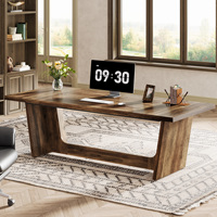 Bureau de direction long de 70,87 pouces 1Easylife, bureau d'ordinateur en bois brun, table d'étude et d'écriture simple et industrielle