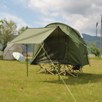 Lit de camp combiné 2-en-1 pour 1 personne - Tente de couchage légère pour le backpacking avec auvent et moustiquaire, lit non inclus