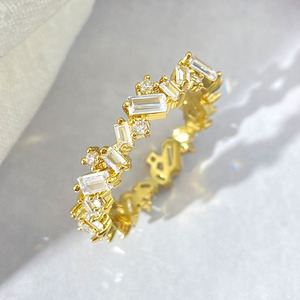 Wholesale Gold Silver Plated Fashion <b>Rings</b> Irregular <b>CZ</b> Cubic Zirconia Gemstone <b>Rings</b> for Women - Product Image 1