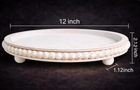 Nouveau Plateau Décoratif Rond en Bois Blanc Rustique Perlé pour Table Basse, Style Ferme Vieillie, pour Rangement de Bougies, Cadeau de Maison
