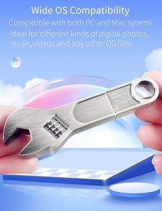 ประแจโลหะ3.0 8GB 16GB แผ่นดิสก์แฟลชไดรฟ์ USB ดีไซน์สุดฮ็อตสำหรับเป็นของขวัญทรงสี่เหลี่ยมผืนผ้ามีสไตล์ - Product Image 6