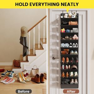 Over The Door Shoe Organizer 10 Tier Clear Pockets Hanging Rack For Closet Shoes Handbags Storage - Product Image 6