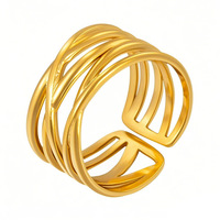Bagues ouvertes croisées minimalistes polyvalentes pour femmes Gaovo, design tendance et original, en acier inoxydable plaqué or 18 carats