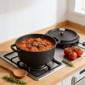 Marmite <span class=keywords><strong>en</strong></span> <span class=keywords><strong>fonte</strong></span> émaillée pour mijoter, usage domestique et commercial, compatible avec les cuisinières à gaz et les plaques à <span class=keywords><strong>induction</strong></span>, ustensile de cuisson, poêle à frire - Product Image 5