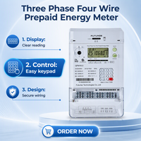 Compteur d'énergie intelligent prépayé triphasé RF/PLC certifié STS IEC62053 avec recharge à double jeton pour usage commercial au Nigeria et au Ghana