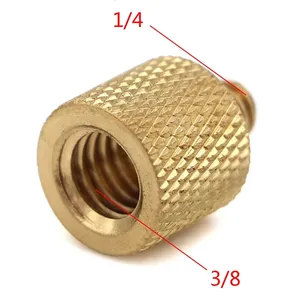 金色3/8 “至1/4” 母头公安装适配器三脚架螺纹螺丝，用于三脚架相机灯架配件
