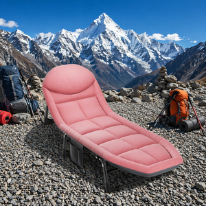 Multi-Function Modern Outdoor Pink Recliner Aluminum Alloy Frame Foldable Metal 600D Oxford Camping Bed - Product Image 1