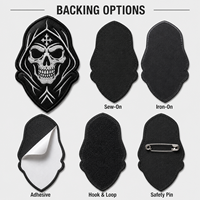 Patch brodé gothique à capuche avec motif crâne, noir et blanc, pour vestes, gilets, logo personnalisé, applique pour vêtements, vente en gros