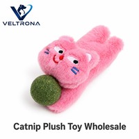 Jouet à mâcher à la catnip pour chats, jouet à mordre en peluche à la catnip avec boule suspendue, tissu duveteux, visage brodé