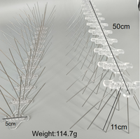 Vente en gros d'usine, piques à oiseaux en acier inoxydable à base plastique à 5 broches, piques à oiseaux en fil d'acier inoxydable, 60 piques, contrôle des oiseaux