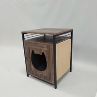 Lit pour chat confortable en bois brun foncé et métal, forme de trous d'arbre, fermeture à tirette, multifonctionnel, toutes saisons SCE