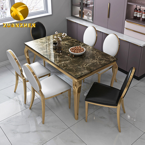Bộ bàn ăn Xuân Trân chất lượng tốt giá rẻ sang trọng mạ vàng hiện đại, bàn ăn bằng đá cẩm thạch - Product Image 4