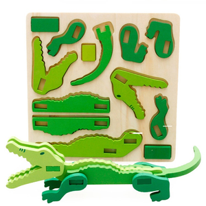 لوح ألغاز <span class=keywords><strong>3D</strong></span> خشبي على شكل حيوانات للأطفال تصميم مخصص بنظام مونتيسوري قطع لعبة ألغاز تعليمية للأولاد والبنات إصنعها بنفسك - Product Image 1