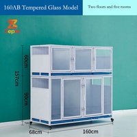 Cage de toilettage pour animaux de compagnie en verre trempé de qualité supérieure, motif solide, respirante, pour salon de toilettage canin