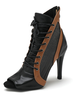 Nouvelles bottes sexy d'hiver pour femmes, en cuir noir, à talons hauts, à lacets, semelle en daim, personnalisables, bottines de danse latine