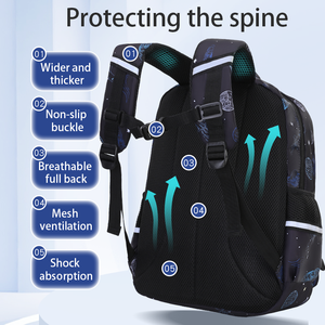 Cartable pour Élèves du Primaire Nouveau 2025, Garçons Filles Rayé Fermeture Éclair Nylon Sac à Dos Épaules Grande Capacité Durable - Product Image 5