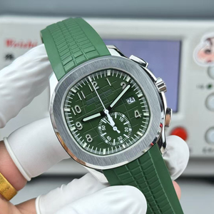 <span class=keywords><strong>Montre</strong></span> de luxe pour hommes, cadran vert kaki, boîtier plaqué or blanc, chronographe <span class=keywords><strong>automatique</strong></span>, bracelet en caoutchouc, <span class=keywords><strong>montre</strong></span>-bracelet de Sport, 42.2mm - Product Image 2