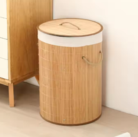 Panier à linge pliable en bambou Panier de rangement pour vêtements Panier de rangement en polyester avec poignée