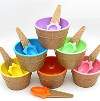 Ensemble de 4 bols et cuillères en plastique pour crème glacée Accessoires d'alimentation pour bébé Vaisselle pour enfants