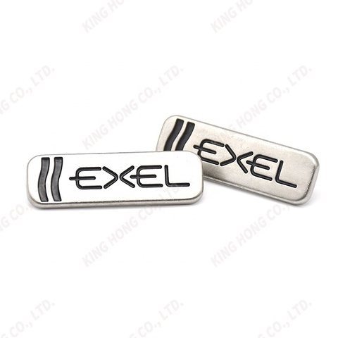 GRS, Recycled Metal logo Label Metal Letters Tag Zinc Alloy logo Place for Bags