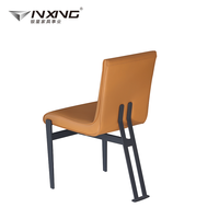 Chaise de salle à manger moderne de haute qualité en similicuir orange avec pieds en fer stables pour appartement et villa, mobilier de maison