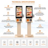 Kiosque de commande automatique pour restauration rapide OEM, écran tactile, système de commande de menu QSR, machine de paiement, système de gestion des files d'attente pour restaurant à service rapide