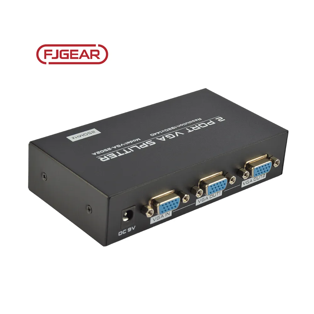 FJ-2502A FJGEAR Chất lượng cao VGA splitter 1 đầu vào 2 đầu ra băng thông 250Mhz độ phân giải lên đến 1920*1440